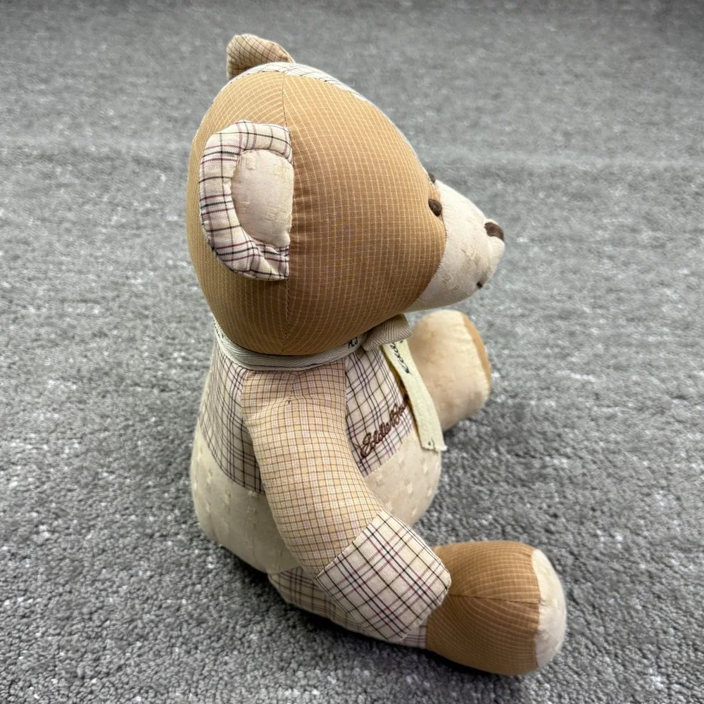 Eddie Bauer Teddy Bear Unisex Medium Tan Patchwork Plaid Cotton Plush Toy 101